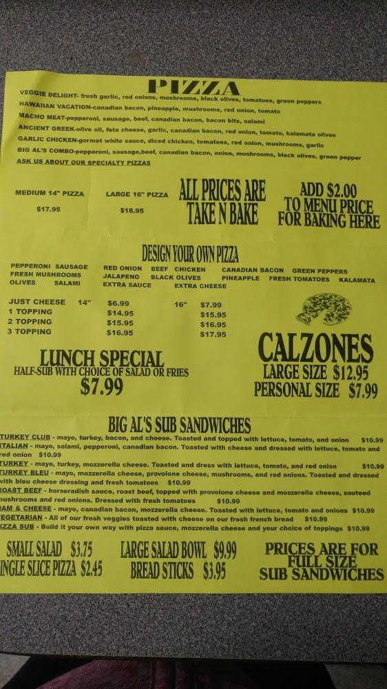 Big Al's Take & Bake Menu image 3